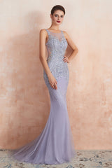 Lilac Fitted Mermaid V-Neck Long Corset Prom Dresses outfit, Formal Dresses For Middle School