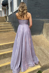 Lilac Spaghetti Straps Long Corset Prom Dress with Pockets Gowns, Lilac Spaghetti Straps Long Prom Dress with Pockets