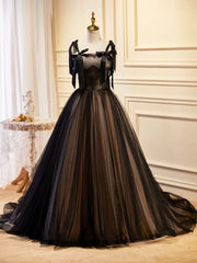 Black Tulle Lace Long Corset Prom Dress, Black Evening Party Dress Outfits, Bridesmaids Dresses Online