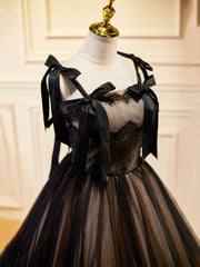 Black Tulle Lace Long Corset Prom Dress, Black Evening Party Dress Outfits, Bridesmaids Dress Online