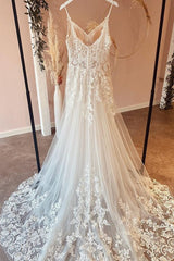 Long A-Line Spaghetti Straps Sweetheart Appliques Lace Tulle Corset Wedding Dress outfit, Wedding Dresses On A Budget