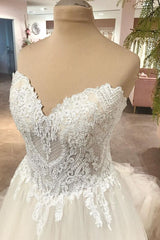 Long A-Line Sweetheart Backless Tulle Appliques Lace Corset Wedding Dress outfit, Wedding Dress Dresses