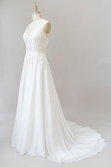 Long A-line Sweetheart Spaghetti Strap Appliques Chiffon Corset Wedding Dress outfit, Wedding Dress A Line Lace