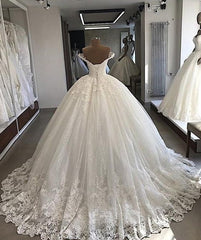Long Corset Ball Gowns Off-the-shoulder Lace Tulle Corset Wedding Dresses outfit, Wedding Dresses Deals