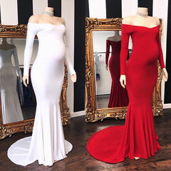 Long Mermaid Off-the-shoulder Pregnant Corset Formal Evening Dress with Sleeves Gowns, Party Dress Meaning