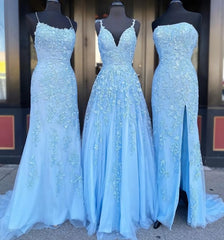 Long Corset Prom Dresses with Applique,8th Graduation Dress School Dance Sky Blue Corset Formal Dresses outfit, Bridesmaid Dress Beach
