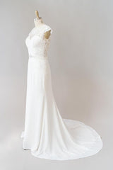 Long Sheath Illusion Lace Corset Wedding Dress with Cap Sleeve Gowns, Weddings Dress Online