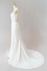 Long Sheath Illusion Lace Corset Wedding Dress with Cap Sleeve Gowns, Wedding Dress With Shoes