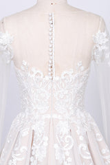 Long Sleeve Appliques Lace Tulle A-line Corset Wedding Dress outfit, Wedding Dress Online Shop