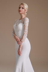 Long Sleeve Beaded French 3D Floral Lace Fishtail Elegant Bridal dresses outfit, Homecoming Dresses Pretty