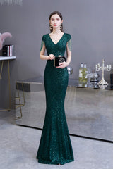 Long Sleeve V Neck Lace Corset Prom Dresses Thin Cap Sleeve Gowns, Bridesmaid Dress Long