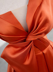 Spaghetti Straps Orange Satin Corset Prom Corset Formal Dress, A-Line Floor Length Evening Dress outfit, Party Dresses Black