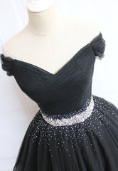 Black Off the Shoulder Short Corset Prom Dress, A-Line Corset Homecoming Dress outfit, Bridesmaid Dressing Gown