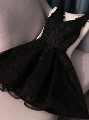 Lovely Black Lace V-neckline Short Corset Homecoming Dress, Black Party Dress Outfits, Evening Dress Gowns