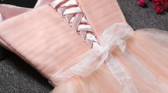 Lovely Cute Pink Sweetheart Corset Homecoming Dress with Belt, Short Corset Prom Dress outfits, Evening Dresses Prom Long
