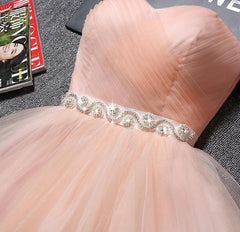 Lovely Cute Pink Sweetheart Corset Homecoming Dress with Belt, Short Corset Prom Dress outfits, Evening Dress V Neck