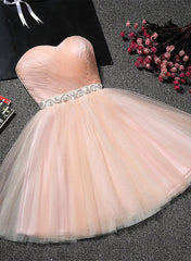 Lovely Cute Pink Sweetheart Corset Homecoming Dress with Belt, Short Corset Prom Dress outfits, Evening Dress Classy