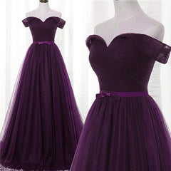 Lovely Dark Purple Tulle V-neckline Corset Prom Dress , Long Corset Bridesmaid Dress outfit, Evening Dresses 2030