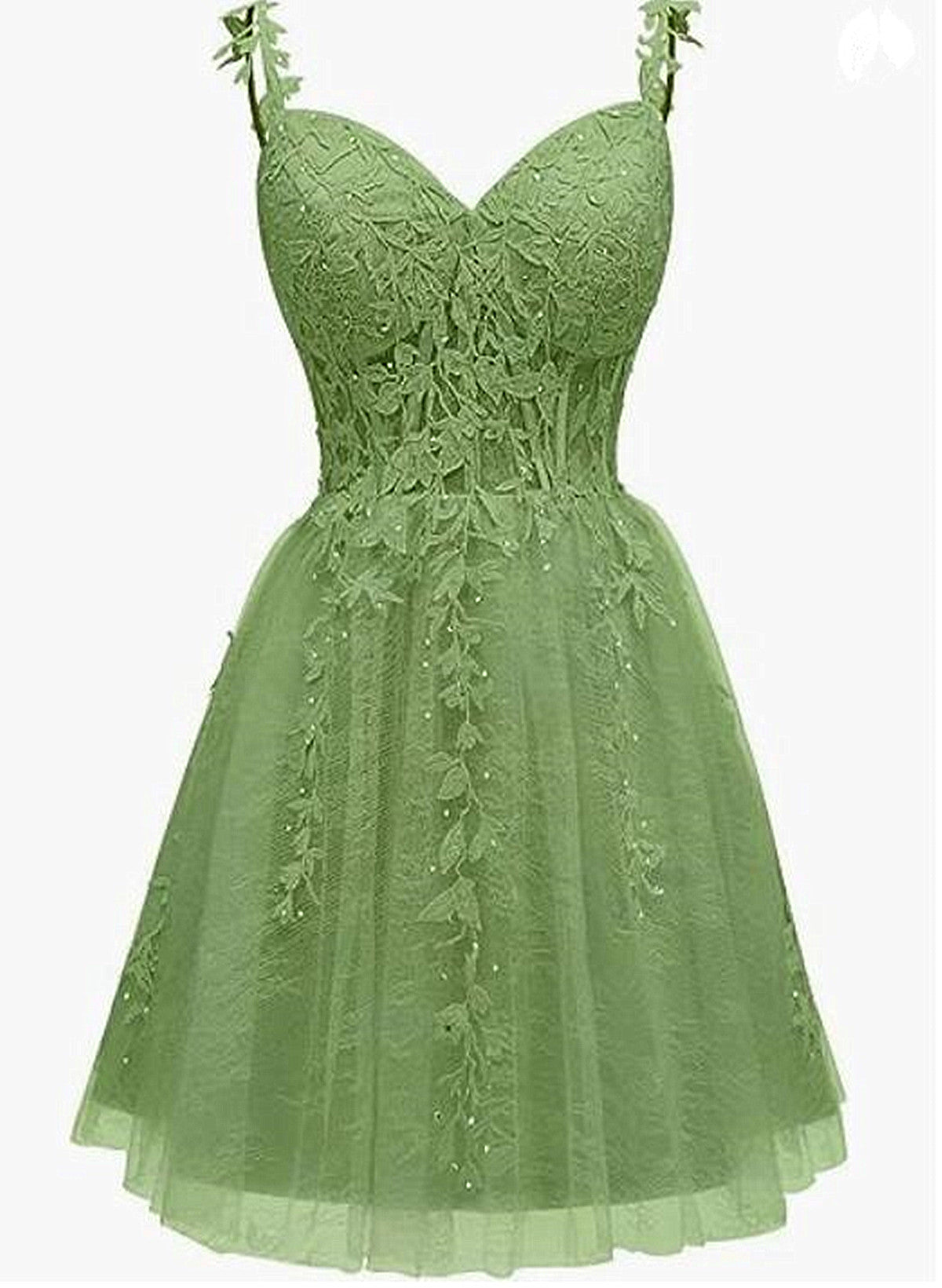 Lovely Green Sweetheart Beaded Straps Party Dress, Green Tulle Corset Homecoming Dress outfit, Bridesmaids Dresses Satin