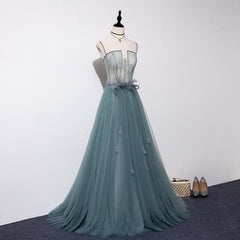 Lovely Green Tulle Lace Top Long Strapless Handmade Corset Prom Dress,Tulle Evening Dress Party Dress Outfits, Bridesmaid Dresses Long Sleeves