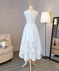 Lovely Light Blue High Low Party Dress , Cute Corset Formal Dress outfit, Homecoming Dress Simple