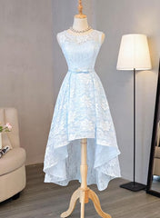 Lovely Light Blue High Low Party Dress , Cute Corset Formal Dress outfit, Homecoming Dresses Simples