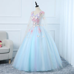 Lovely Light Blue Tulle PLong Corset Formal Gown Party Dress, Blue Sweet 16 Dresses outfit, Homecoming Dresses Online