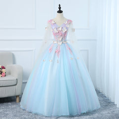 Lovely Light Blue Tulle PLong Corset Formal Gown Party Dress, Blue Sweet 16 Dresses outfit, Homecoming Dresses Unique