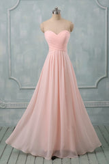 Lovely Light Pink Sweetheart Long Corset Bridesmaid Dress, Long Corset Prom Dress outfits, Formal Dress Fall