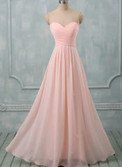 Lovely Light Pink Sweetheart Long Corset Bridesmaid Dress, Long Corset Prom Dress outfits, Formall Dresses Short