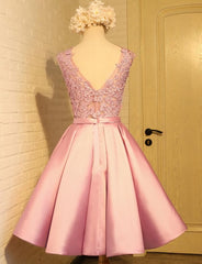 Lovely Pink Satin and Lace Corset Homecoming Dress, Lovely Corset Formal Dress outfit, Homecomming Dresses Blue