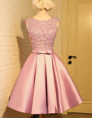 Lovely Pink Satin and Lace Corset Homecoming Dress, Lovely Corset Formal Dress outfit, Homecomeing Dresses Blue