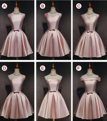 Lovely Pink Satin Short Corset Homecoming Dresses Party Dress, Pink Short Corset Prom Dress outfits, Prom Dress Long Sleeves