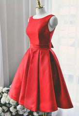 Lovely Red Satin Short Party Dress, Red Short Corset Prom Dress outfits, Night Dress