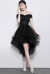 Lovely Simple Black High Low New Corset Homecoming Dress , Party Dresses outfit, Homecomeing Dresses Bodycon