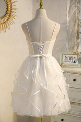 Lovely Spaghetti Strap Tulle Short Corset Prom Dress, A-Line Corset Homecoming Dress outfit, Party Dress Hijab