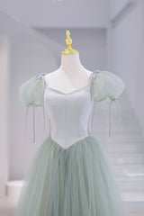 Lovely Tulle Floor Length Corset Prom Dress, A-Line Short Sleeve Evening Party Dress Outfits, Plu Size Wedding Dress