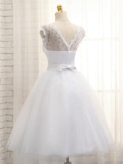 Lovely White Tulle Beaded Short Simple Corset Wedding Party Dress, Short Bridal Dress Corset Wedding Dress outfit, Wedding Dress Long Sleeved