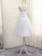 Lovely White Tulle Beaded Short Simple Corset Wedding Party Dress, Short Bridal Dress Corset Wedding Dress outfit, Wedding Dress Simple Elegant