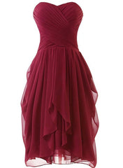 Lovely Wine Red Sweetheart Short Corset Bridesmaid Dresses, Dark Red Corset Prom Dresses outfit, Cocktail Party Outfit