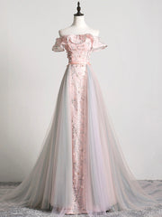 Lovely Tulle Applique Long Corset Prom Dress, A-Line Evening Dress with Detachable Skirt outfit, Bridesmaid Dress Trends