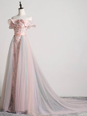 Lovely Tulle Applique Long Corset Prom Dress, A-Line Evening Dress with Detachable Skirt outfit, Bridesmaids Dresses Color