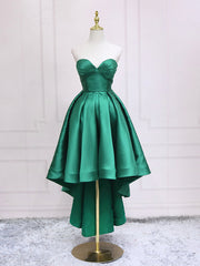 Green Satin High Low Party Dresses, Strapless Green Corset Homecoming Dresses outfit, Prom Dress Pieces