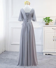 Simple V Neck Chiffon Long Corset Prom Dress, Corset Bridesmaid Dress outfit, Prom Dresses Outfits