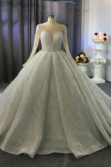 Luxurious Corset Ball Gown Long Sleeves Crystal Beading Corset Wedding Dress A line Classic outfit, Wed Dresses Vintage