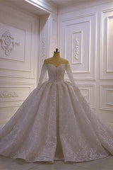 Luxurious Corset Ball Gown Long Sleevess 3D Lace Sweetheart Long Corset Wedding Dresses outfit, Wedding Dresses Prices