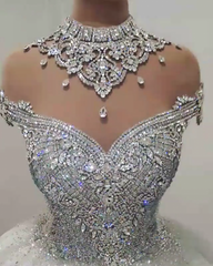 Luxurious High Neck Crystal Beading Corset Ball Gown Corset Wedding Dresses outfit, Wedding Dresses Beautiful