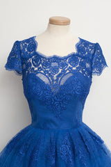 Luxurious Royal Blue Corset Homecoming Dress,Scalloped-Edge Corset Ball Knee-Length Dress outfit, Party Dresses Websites
