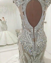 Luxurious Sleeveless Appliques Rhinestones Mermaid Corset Wedding Bridal Gowns outfit, Wedding Dresses Elegant