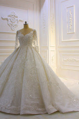 Luxury Long Corset Ball Gown Lace Appliques Corset Wedding Dress with Sleeves Gowns, Wedding Dresses Styles